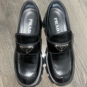 Prada Monolith brushed leather loafers